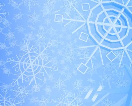 Low-poly snowflakes on blue background Stock Illustration