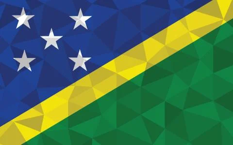 Low poly Solomon Islands flag vector illustration. Triangular Solomon Islande Stock Illustration