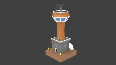 Low Poly Space Colony Tower 3D Model