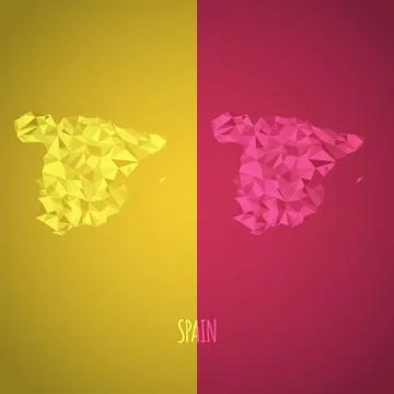 Low Poly Spain Map with National Colors Stock Illustration