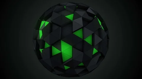 Low poly sphere rotating. Abstract 3d render loop animation 4k UHD (3840x2160) Stock Footage 76103408
