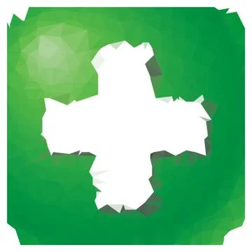 Low poly square - plus button Stock Illustration