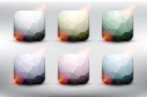 Low poly squares in 6 different pastel colors. Illustrazione stock