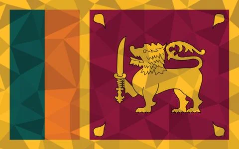 Low poly Sri Lanka flag vector illustration. Triangular Sri Lankan flag graph Stock Illustration