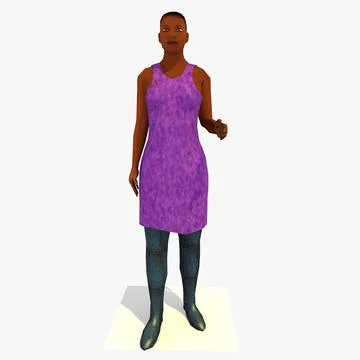 Low Poly Standing African Woman A 3D Model