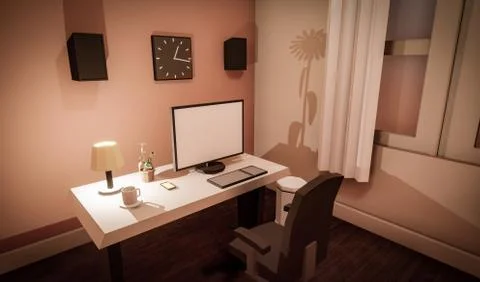 Low poly study room Stock Illustration