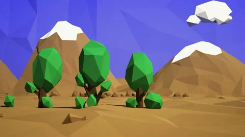 Low-poly style 3d desert landscape Stock Footage 49457170