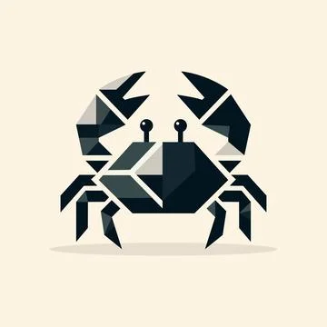Low poly style crab logo flat illustration 스톡 일러스트