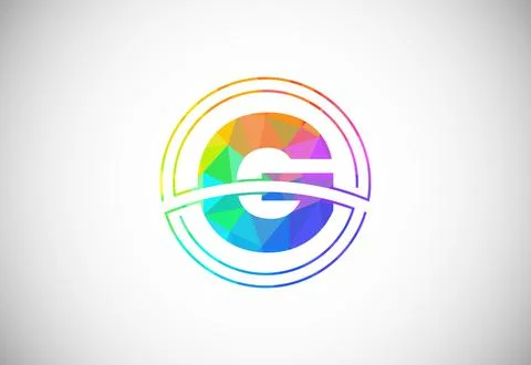 Low poly style letter G with a circle frame. Graphic alphabet symbol for co.. Stock Illustration