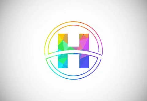 Low poly style letter H with a circle frame. Graphic alphabet symbol for co.. Stock Illustration