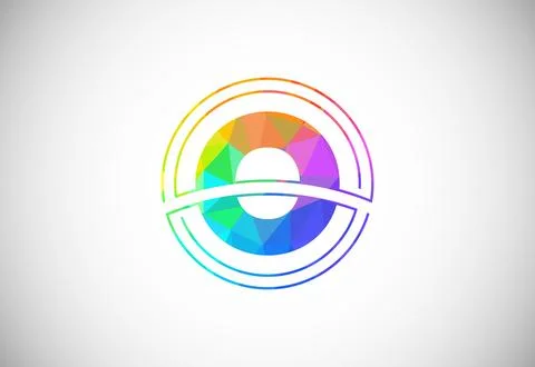 Low poly style letter O with a circle frame. Graphic alphabet symbol for co.. Stock Illustration