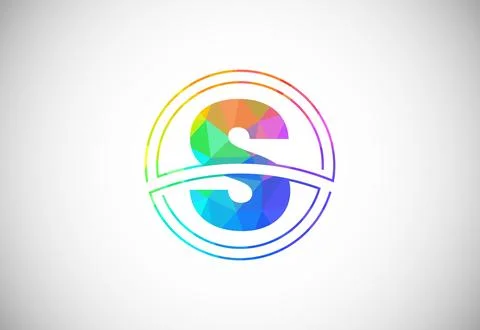 Low poly style letter S with a circle frame. Graphic alphabet symbol for co.. Stock Illustration