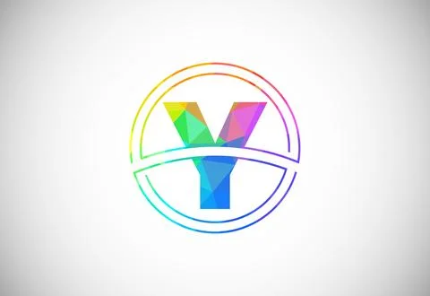 Low poly style letter Y with a circle frame. Graphic alphabet symbol for co.. Stock Illustration