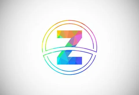 Low poly style letter Z with a circle frame. Graphic alphabet symbol for co.. Stock Illustration