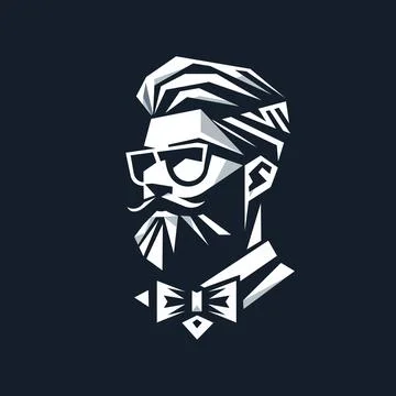 Low poly style man with beard and bow tie. Vector illustration Illustrazione stock