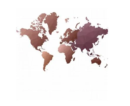 Low poly style world map. Mercator projection. Overwhelming vector illustra.. Stock Illustration