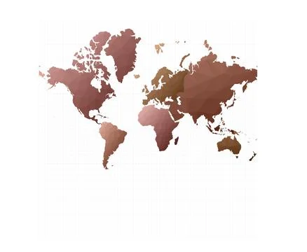 Low poly style world map. Mercator projection. Wondrous vector illustration. Stock Illustration