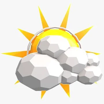 Low Poly Sun,Clouds 3D Model