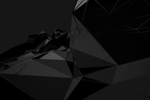 Low-poly surfaces are forming mesh of dark wireframe shapes in abstract digital Stockillustratie