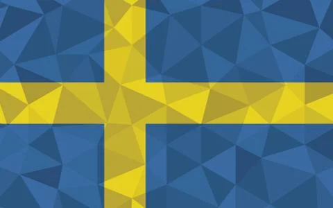 Low poly Sweden flag vector illustration. Triangular Swedish flag graphic. Sw Stock Illustration