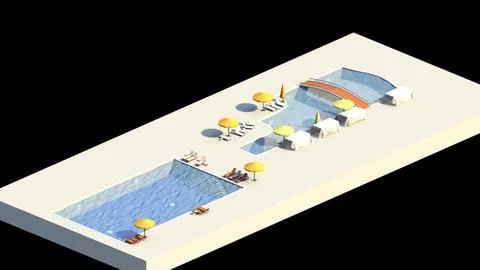 Low Poly Swimming Pools 3D Model