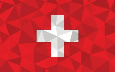 Low poly Switzerland flag vector illustration. Triangular Swiss flag graphic. Illustration