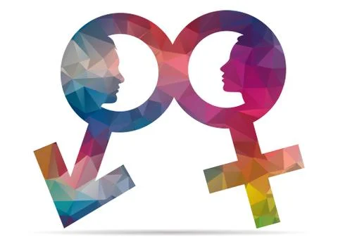 Low poly symbol man and woman together Stock Illustration