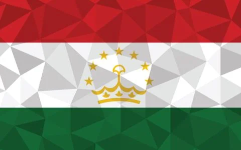 Low poly Tajikistan flag vector illustration. Triangular Tajikistani flag gra Stock-Illustration
