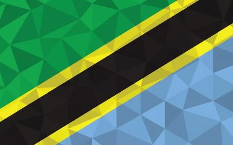 Low poly Tanzania flag vector illustration. Triangular Tanzanian flag graphic Illustrazione stock
