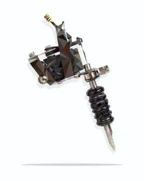 Low poly tattoo machine on white background. Stock Illustration