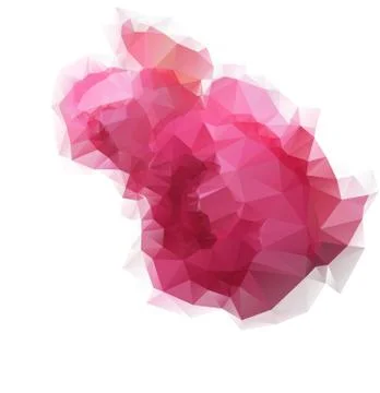 Low poly texture pink roses on white backdrop Stock Illustration