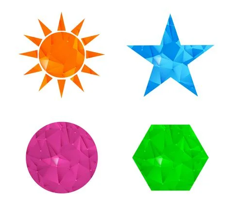 Low Poly Textures In Different Shapes Stock Illustration