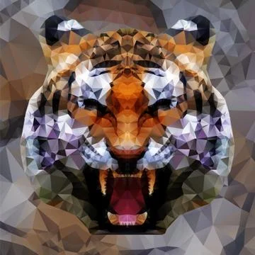 Low poly tiger design, vector illustration Illustrazione stock