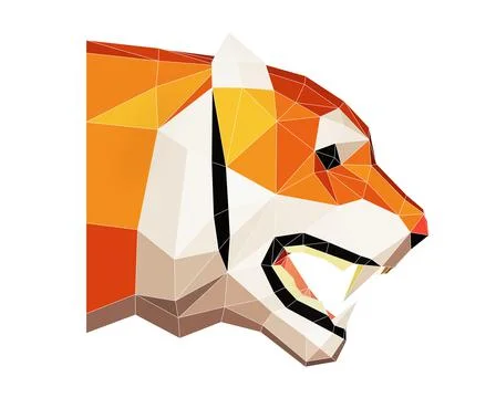 Low poly tiger head in profile, 3d render Stock Illustration