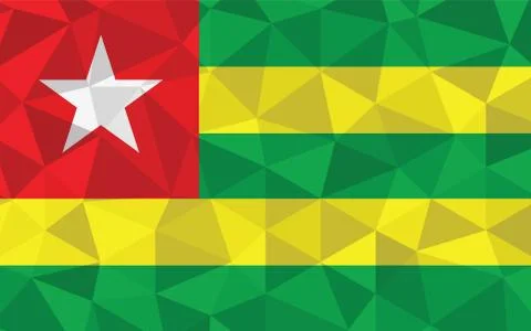 Low poly Togo flag vector illustration. Triangular Togolese flag graphic. Tog Stock-Illustration