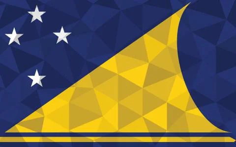 Low poly Tokelau flag vector illustration. Triangular Tokelauan flag graphic. Illustrazione stock