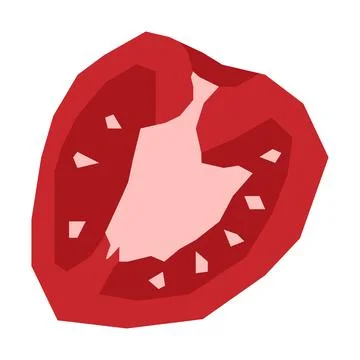 Low Poly Tomato Half Vector Illustration Polygonal Red Tomato Slice Stock Illustration