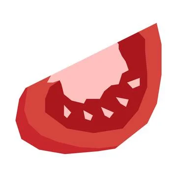 Low Poly Tomato Slice Vector Illustration Polygonal Red Tomato Wedge Stock Illustration