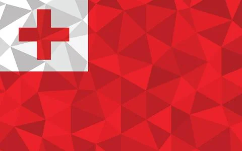 Low poly Tonga flag vector illustration. Triangular Tongan flag graphic. Tong Stock-Illustration