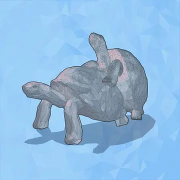 Low poly tortoise breed on blue background Stock Illustration