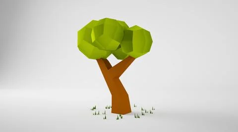 Low poly tree 3d rendering Stock Illustration