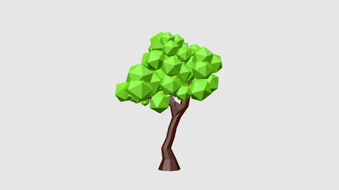 Low poly Tree Alpha Loop Stock Footage 265245911