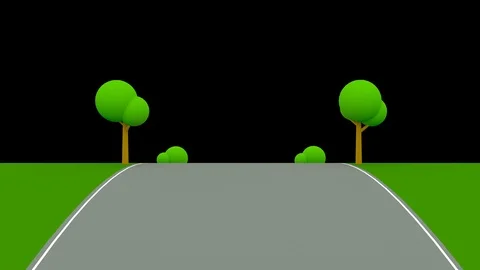 Low poly trees and road able to loop Stock Footage 89917221