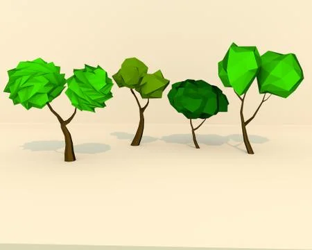 Low-Poly Trees Stock Illustration
