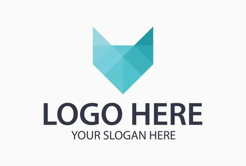 Low Poly Triangle Fox Head Logo Design	 Stock Illustration