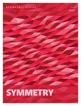 Low poly triangle mesh poster in monochromatic red and pink geometric tones. Illustrazione stock
