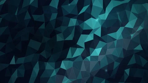 Low Poly Triangle Mesh Teal Surface Shimmer Loop Stock Footage 347011125