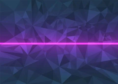 Low poly triangles colorful background with ultraviolet glow lines Illustrazione stock
