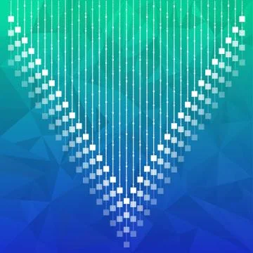 Low poly triangles colorful background with ultraviolet glow lines Stock Illustration