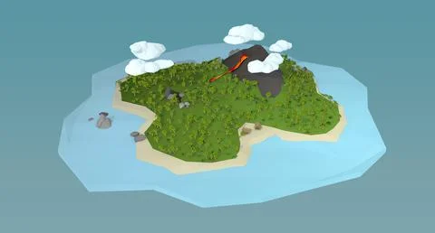 Low Poly Tropical Island 3D Model